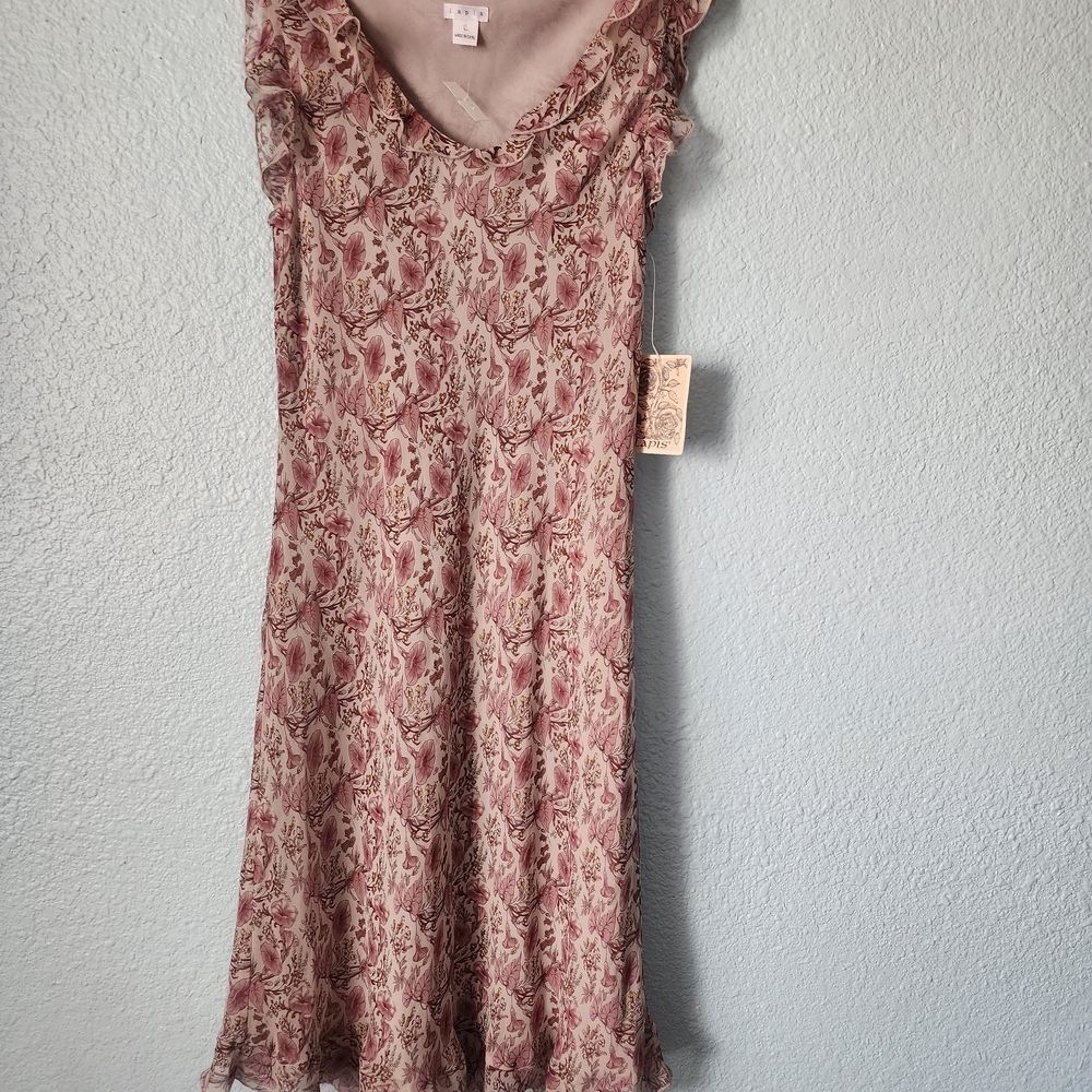 Lapis Silk Floral Mauve Midi Dress